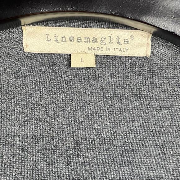 Lineamaglia Two-Tone Gray Draped Cardigan Wool Blend, Women’s Large - Picture 4 of 7